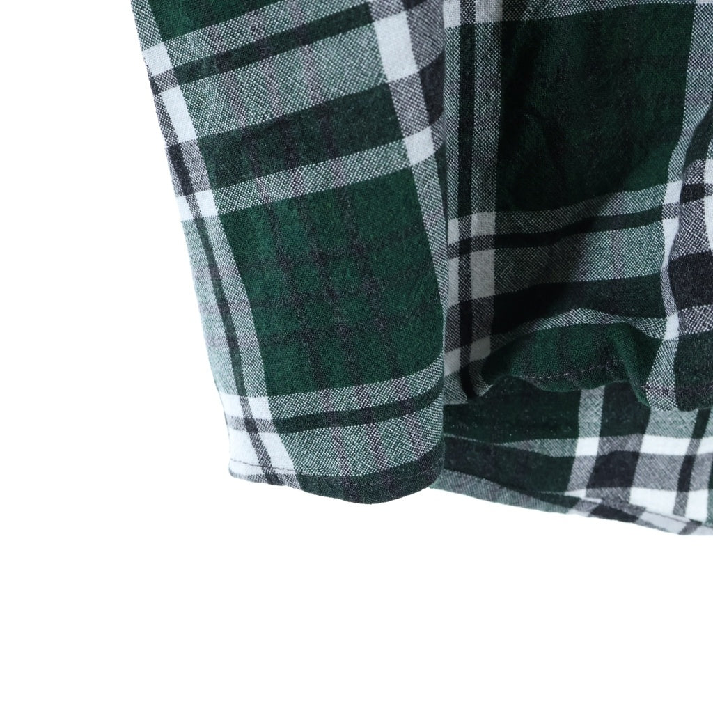 BANANA REPUBLIC(バナナリパブリック) 90S VINTAGE OPEN COLLAR RAYON CHECK L/S SHIRT 香港製 オープンカラー レーヨン チェック 長袖シャツ グリーン/ホワイト/ブラック
