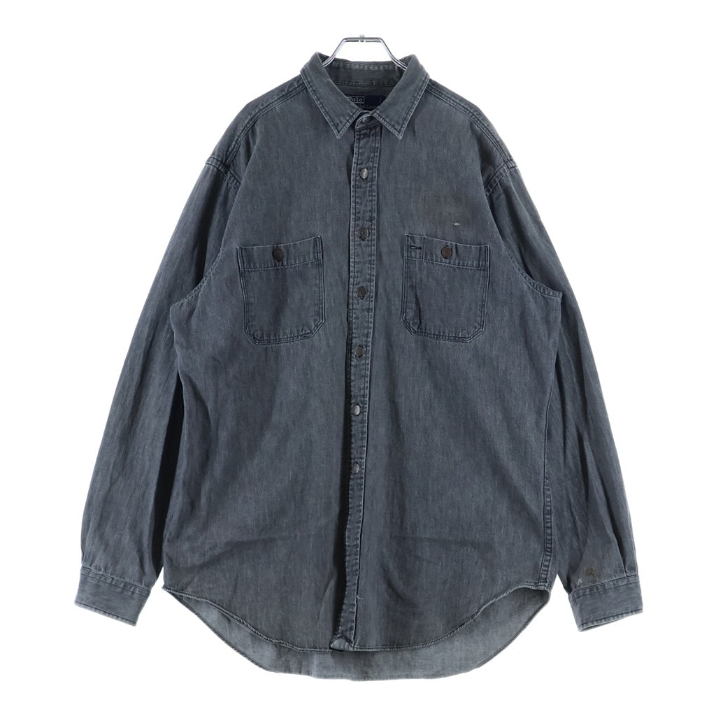 POLO RALPH LAUREN(ポロラルフローレン) COTTON CHAMBRAYL/S SHIRT コットン シャンブレー 長袖 シャツ ブラック