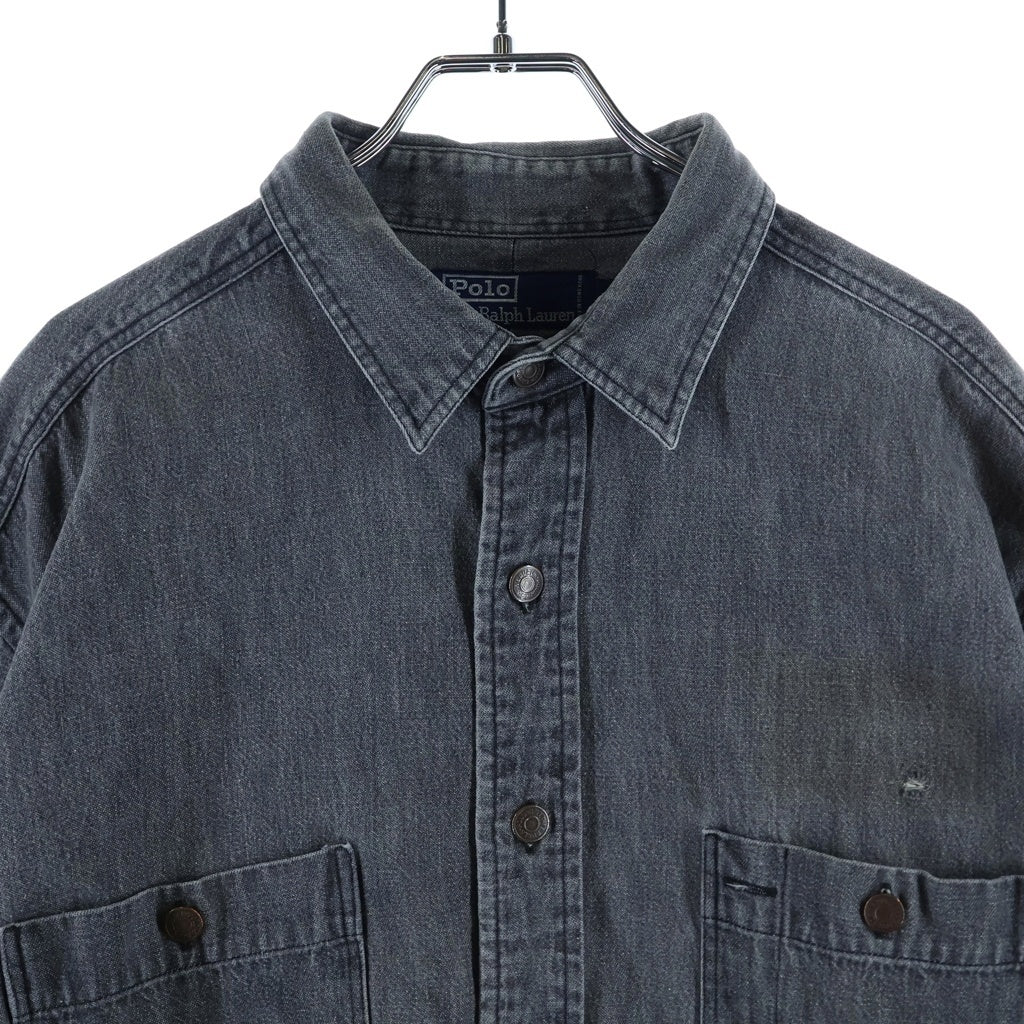 POLO RALPH LAUREN(ポロラルフローレン) COTTON CHAMBRAYL/S SHIRT コットン シャンブレー 長袖 シャツ ブラック
