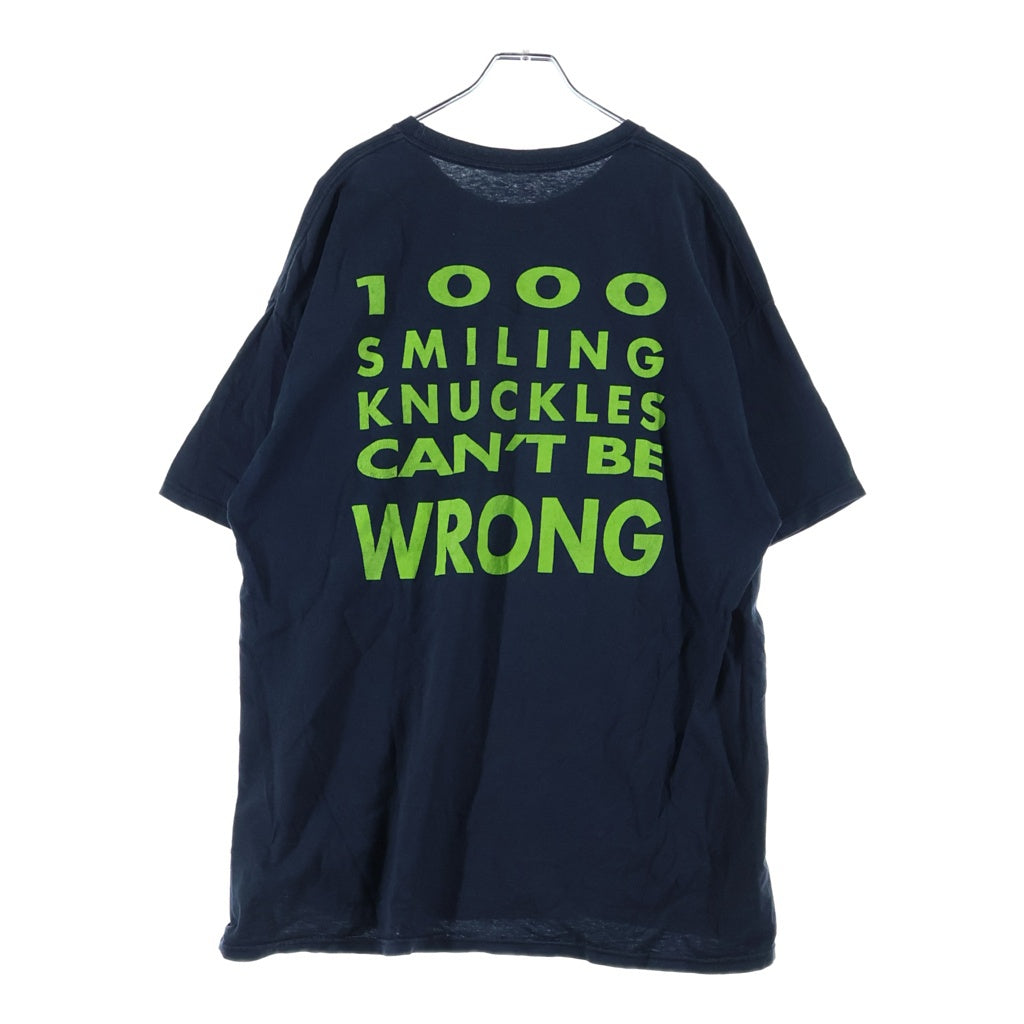 VINTAGE(ヴィンテージ) 90S SKIN YARD 1000 SMILING KNUCKLES CANT BE WRONG SKULL TEE スキンヤード バンド アート オーバープリント 半袖Tシャツ カットソー ブラック
