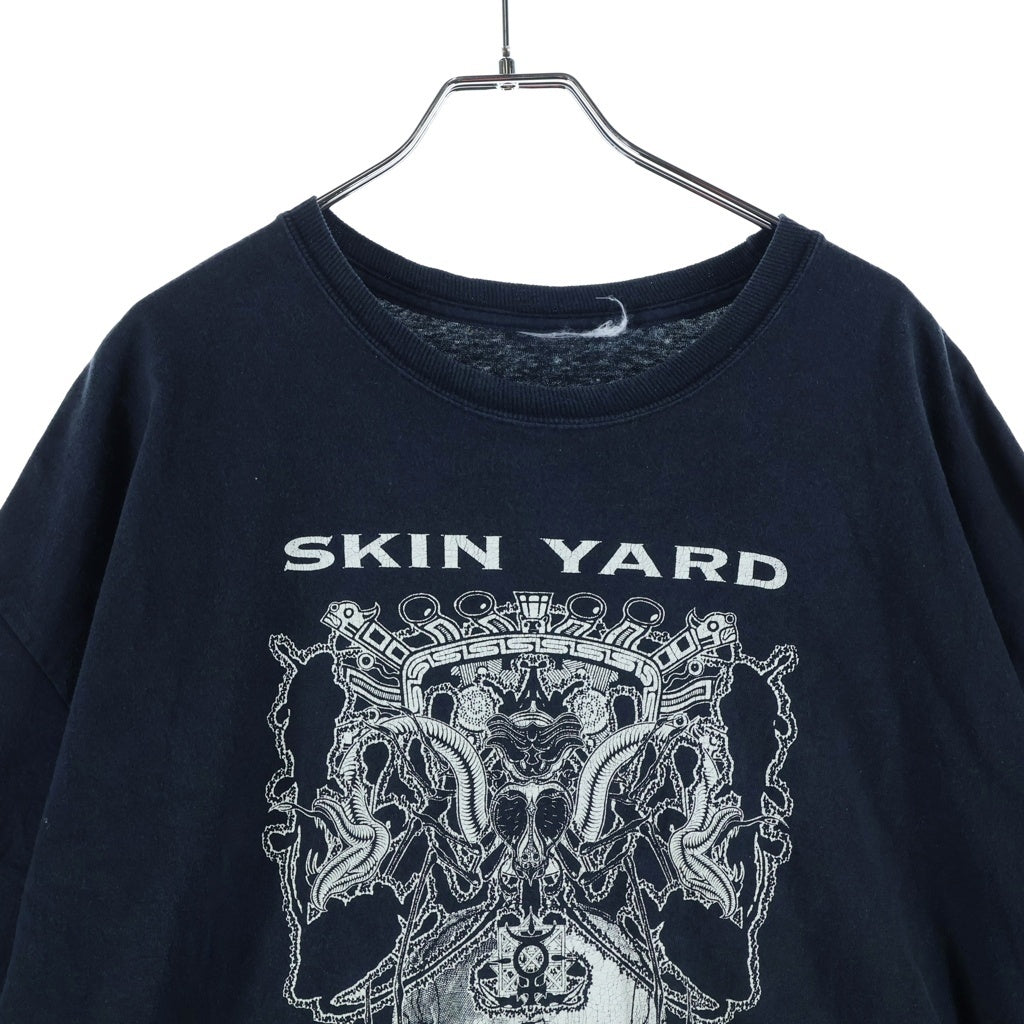 VINTAGE(ヴィンテージ) 90S SKIN YARD 1000 SMILING KNUCKLES CANT BE WRONG SKULL TEE スキンヤード バンド アート オーバープリント 半袖Tシャツ カットソー ブラック