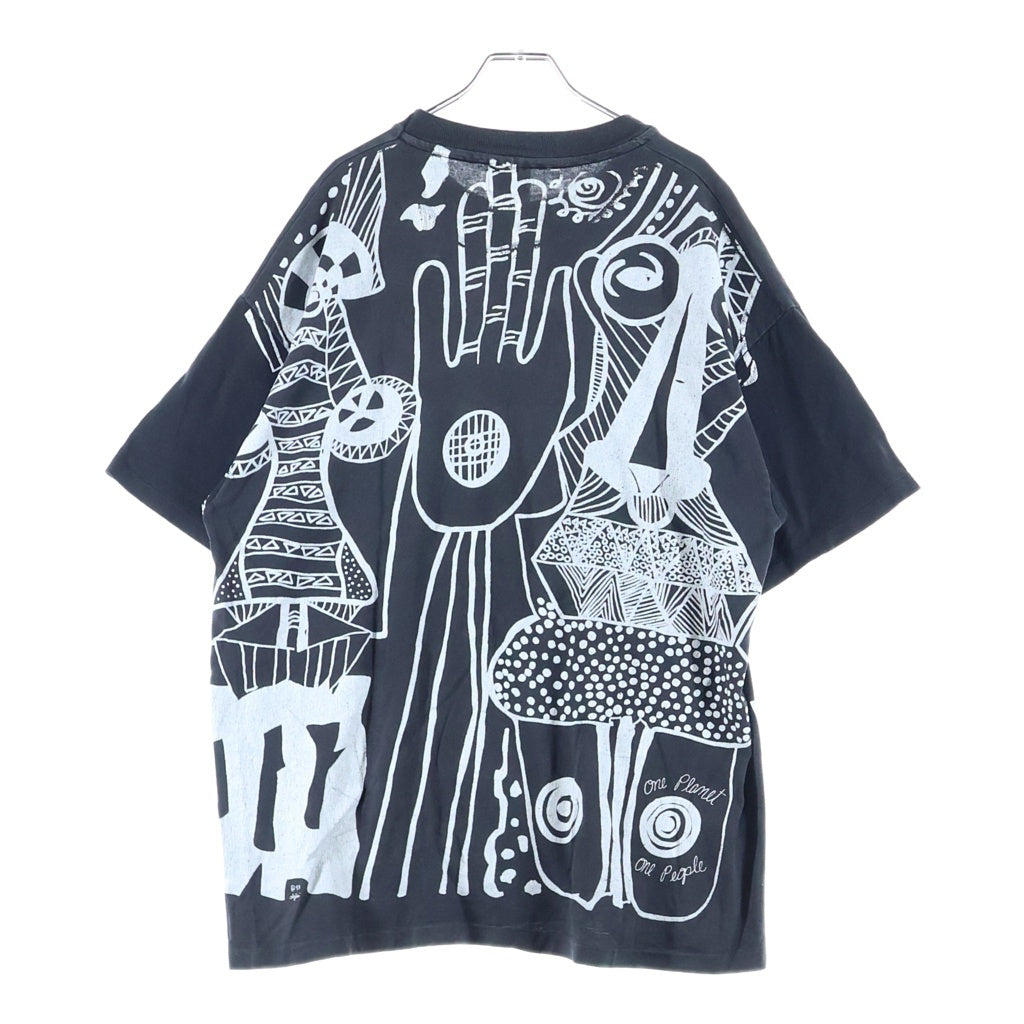 VINTAGE(ヴィンテージ) 90S OLUJIMI ART ONE PLANET ONE PEOPLE OVER PRINT TEE 1993 アート オーバープリント 半袖Tシャツ カットソー ブラック
