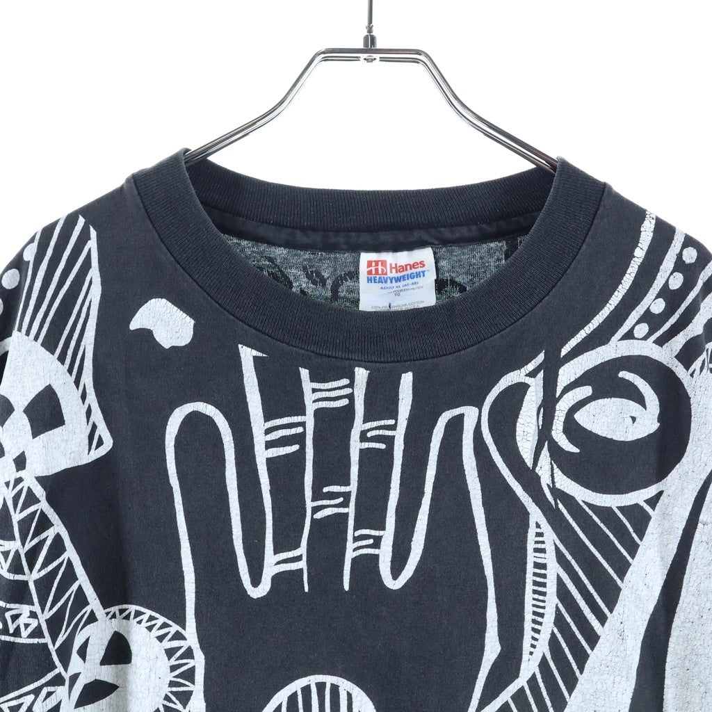 VINTAGE(ヴィンテージ) 90S OLUJIMI ART ONE PLANET ONE PEOPLE OVER PRINT TEE 1993 アート オーバープリント 半袖Tシャツ カットソー ブラック