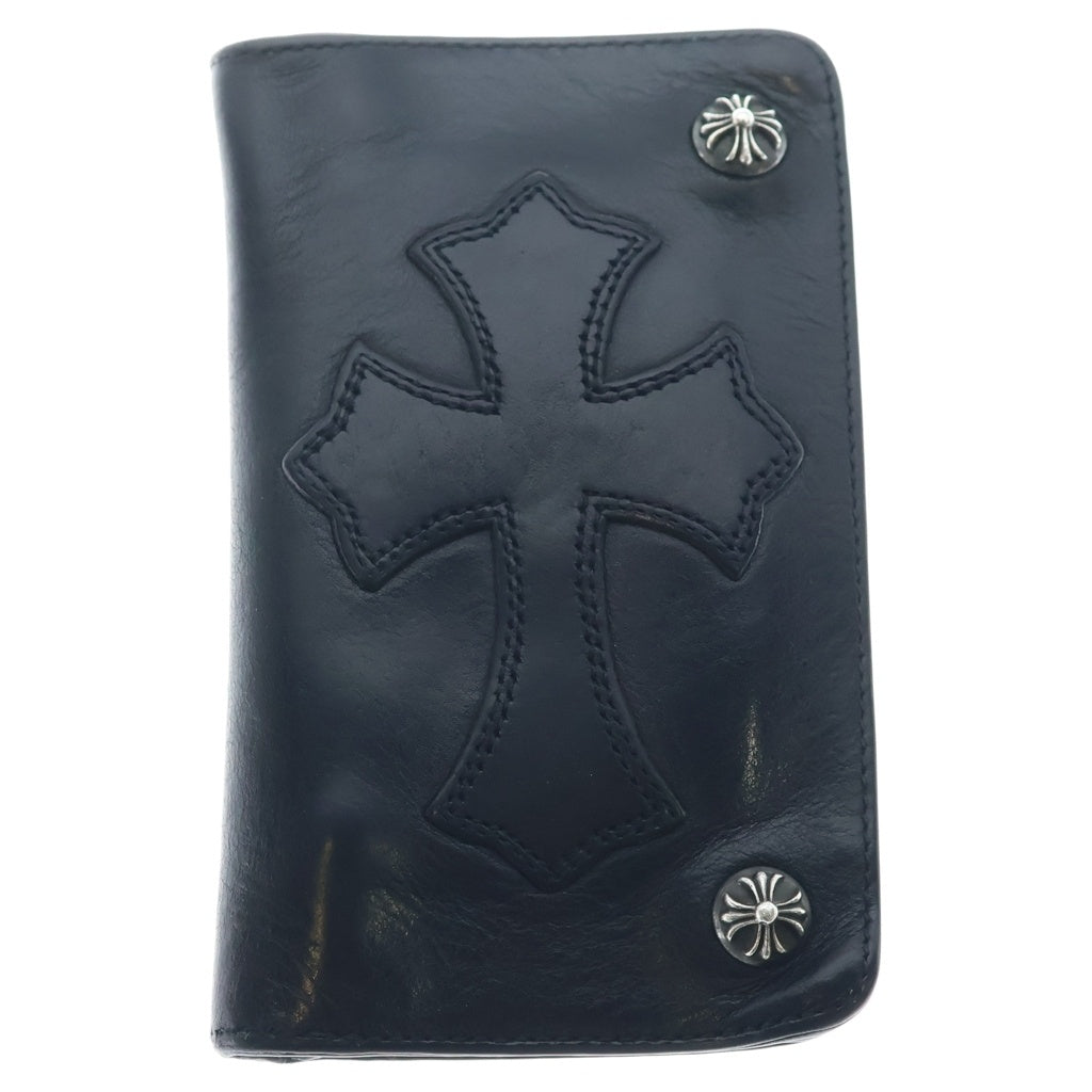 CHROME HEARTS(クロムハーツ) 1ZIP CROSS PATCH 1ジップ クロスパッチ付きクロスボタンレザーウォレット財布