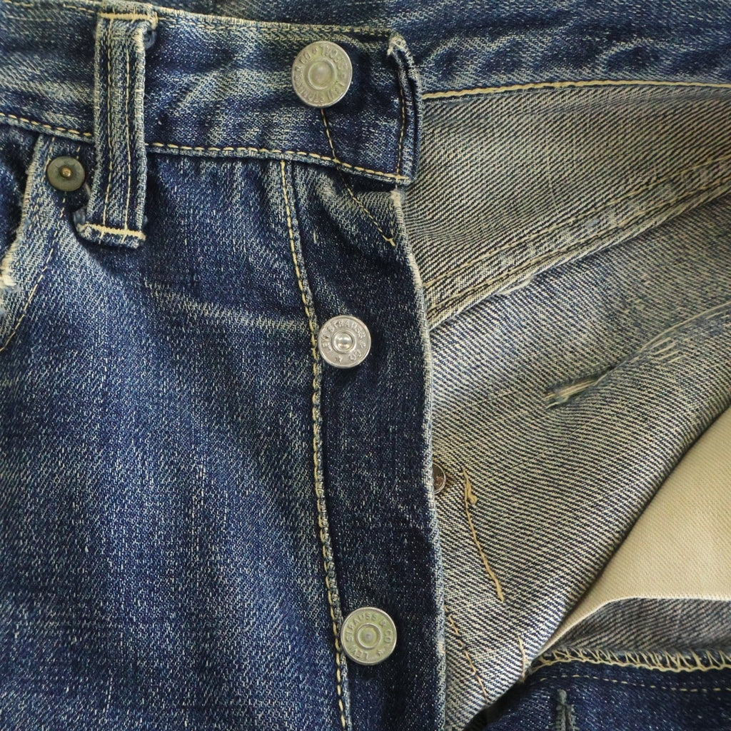 Levi's(リーバイス) 40-50S 501XX 47MODEL BIG E 片面タブ 革パッチ 隠しリベット 通常R 赤耳 デニムパンツ インディゴ