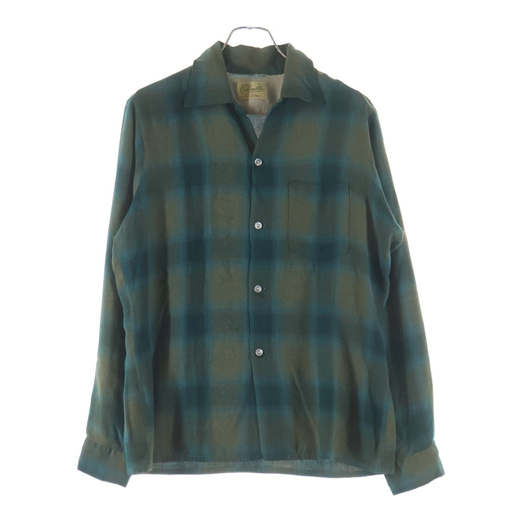 VINTAGE(ヴィンテージ) 60-70s ARROW CHEVELLA OMBRE CHECK RAYON L/S SHIRTS オンブレチェック レーヨン 長袖 シャツ ブラウン/グリーン