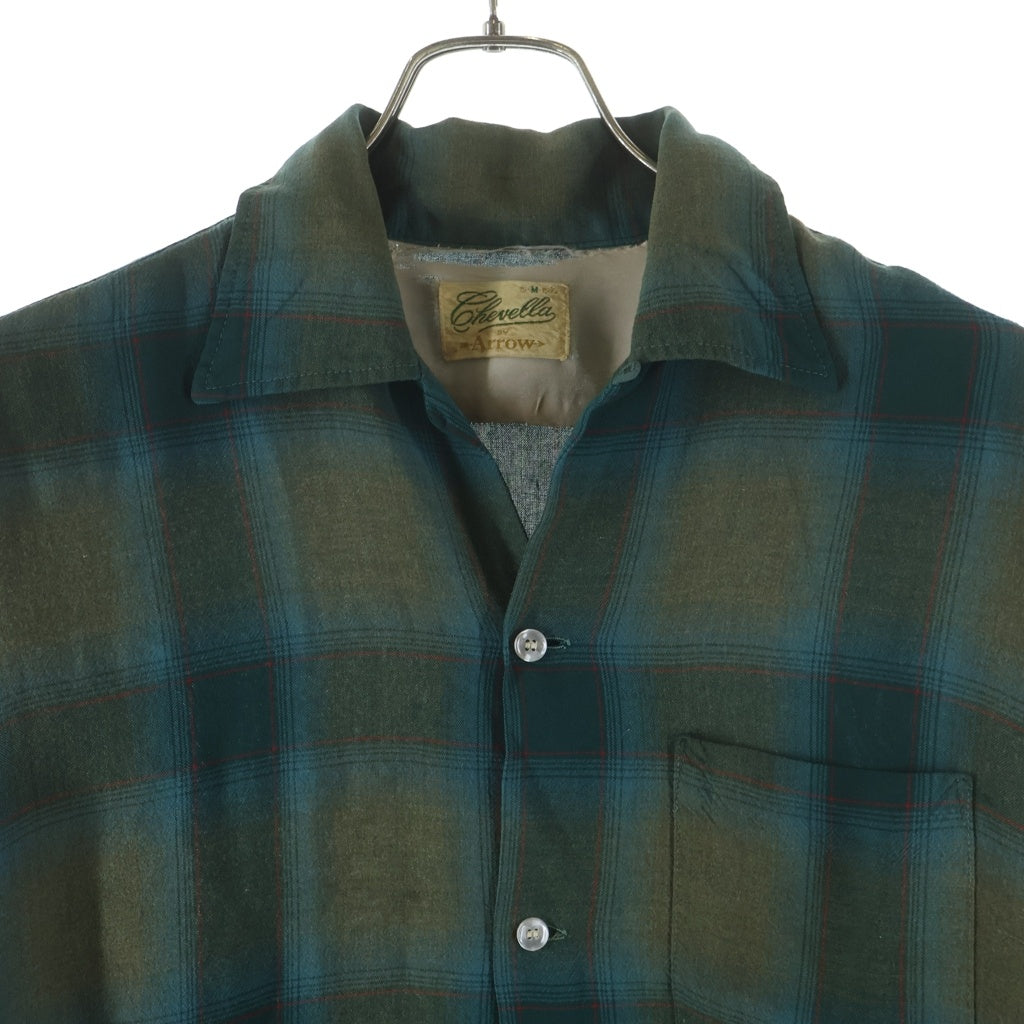VINTAGE(ヴィンテージ) 60-70s ARROW CHEVELLA OMBRE CHECK RAYON L/S SHIRTS オンブレチェック レーヨン 長袖 シャツ ブラウン/グリーン