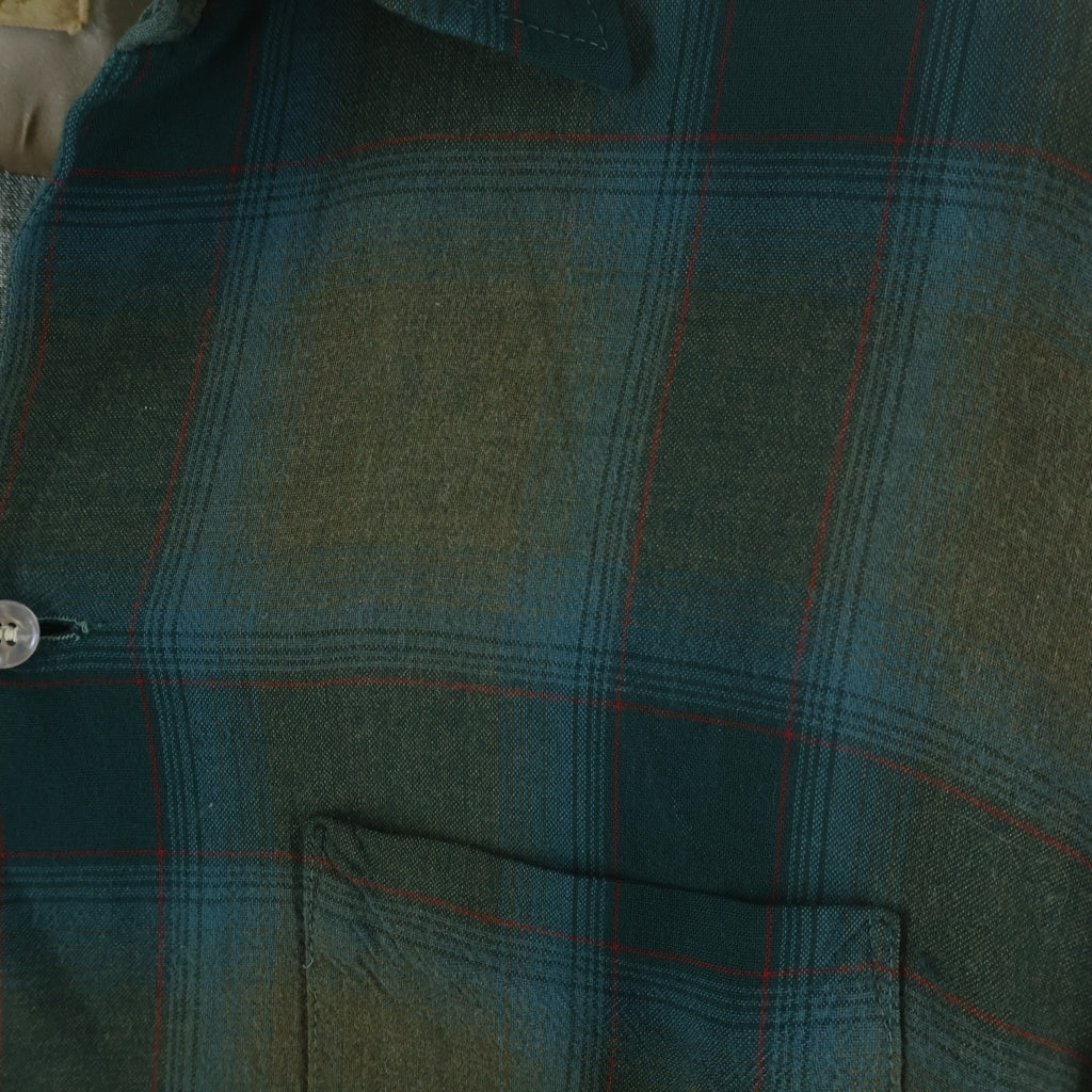 VINTAGE(ヴィンテージ) 60-70s ARROW CHEVELLA OMBRE CHECK RAYON L/S SHIRTS オンブレチェック レーヨン 長袖 シャツ ブラウン/グリーン
