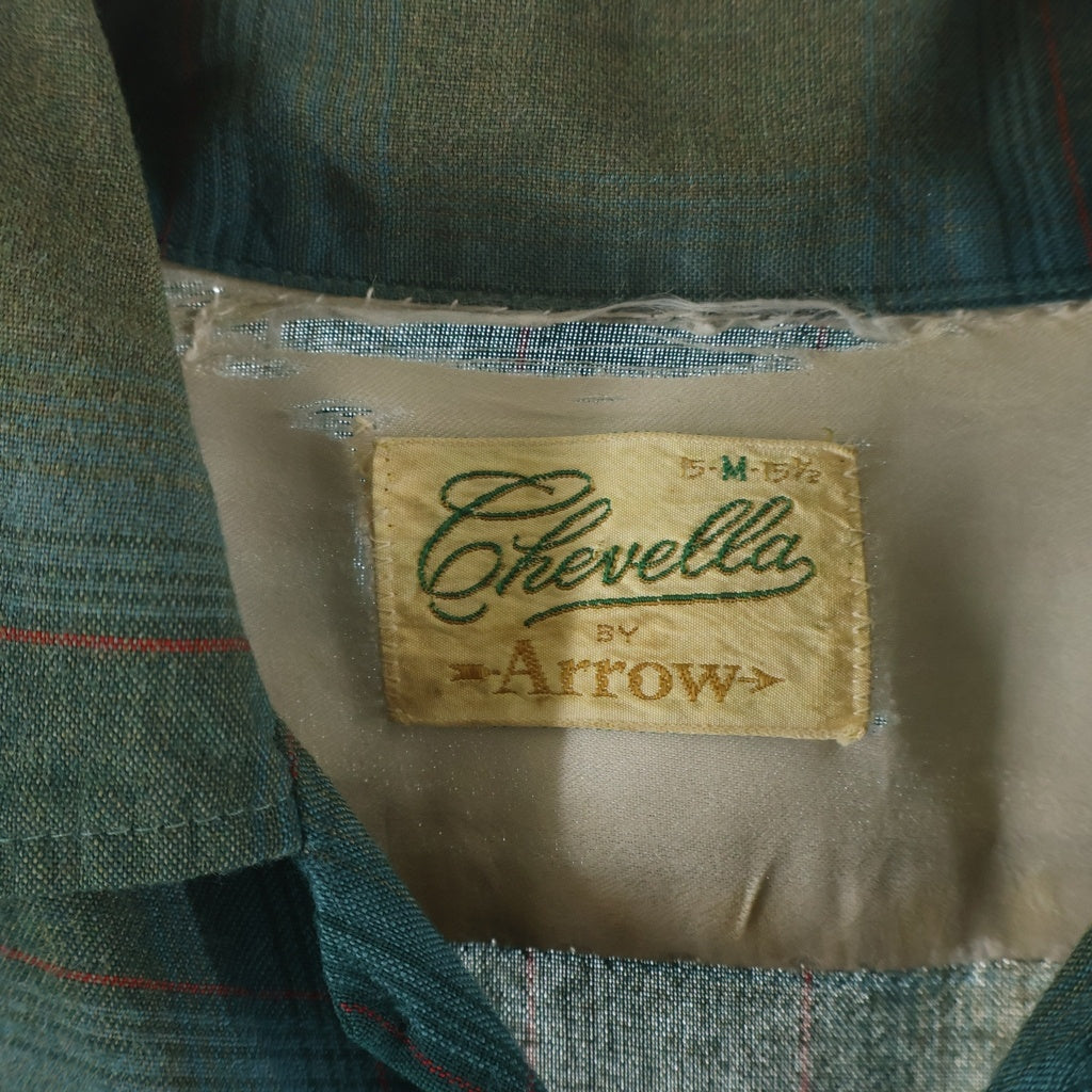 VINTAGE(ヴィンテージ) 60-70s ARROW CHEVELLA OMBRE CHECK RAYON L/S SHIRTS オンブレチェック レーヨン 長袖 シャツ ブラウン/グリーン