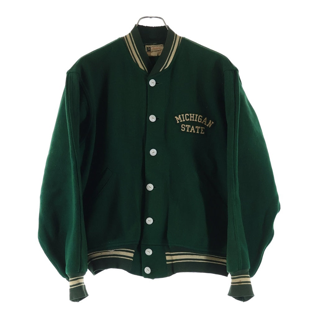 CHAMPION(チャンピオン) 40-50S RUN TAG MICHIGAN STATE VARSITY JACKET ランタグ ミシガン バーシティジャケット スタジャン グリーン