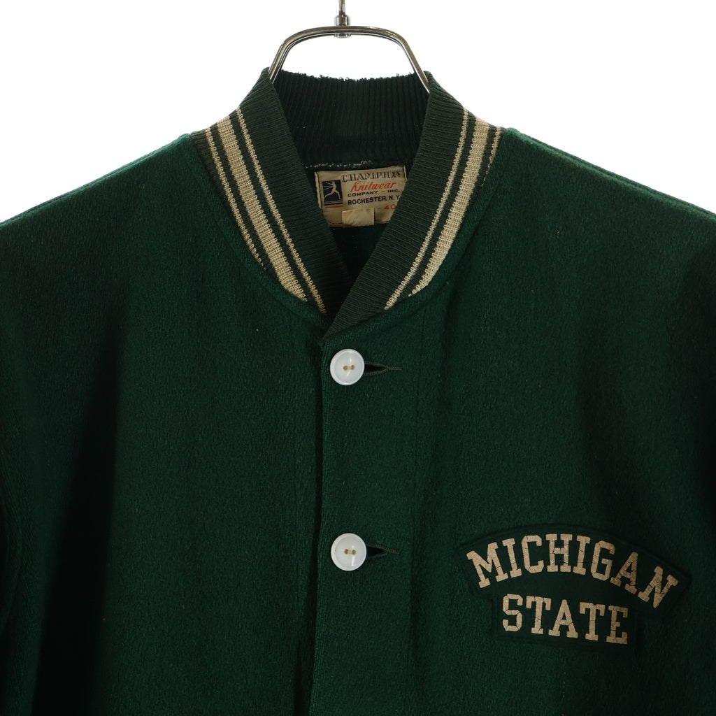 CHAMPION(チャンピオン) 40-50S RUN TAG MICHIGAN STATE VARSITY JACKET ランタグ ミシガン バーシティジャケット スタジャン グリーン