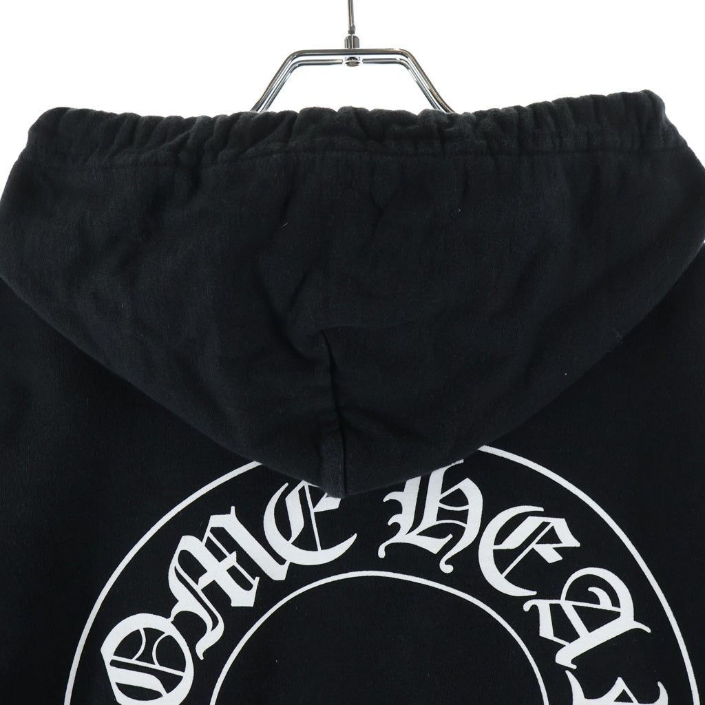CHROME HEARTS(クロムハーツ) SWTSHRT PLVR 袖フローラルバックホースシュープリントプルオーバーパーカー フーディー ブラック