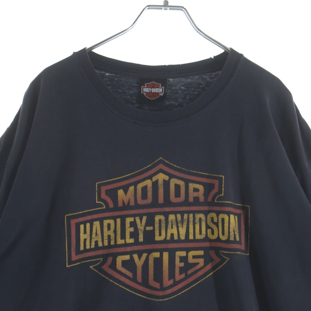 HARLEY DAVIDSON(ハーレーダビッドソン) 90-00S BAR&SHIELD INFERNO FLAME SLEEVE SMOKY MOUNTAIN L/S TEE 袖フレイム 両面プリント 長袖カットソーTシャツ ブラック