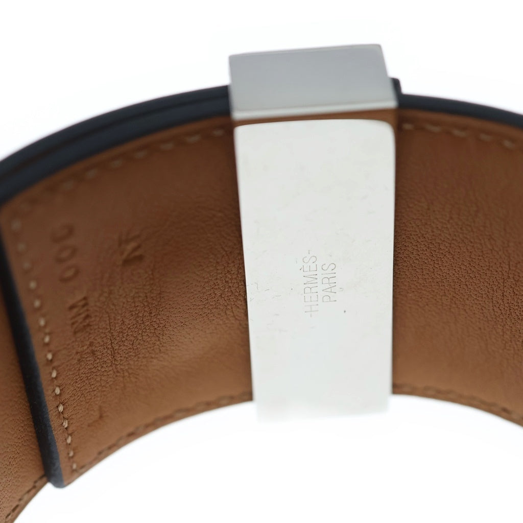 HERMES(エルメス) Collier de Chien leather bangle コリエドシアン レザー バングル シルバー/ブラック