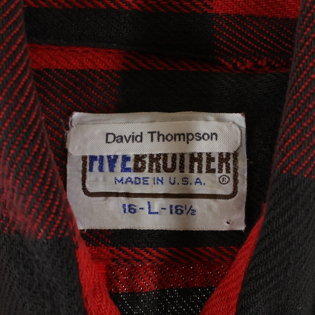 FIVE BROTHERS(ファイブブラザー) 70-80S FLANNEL CHECK L/S SHIRT フランエル チェック 長袖チェック シャツ レッド/ブラック