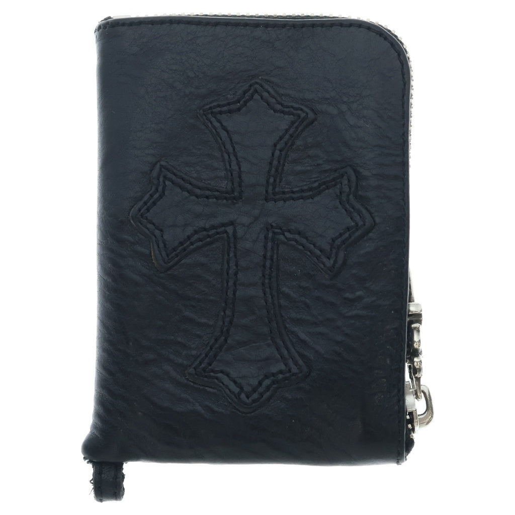 CHROME HEARTS(クロムハーツ) TINY ZIP タイニージップ クロスパッチ付き ダガージップ レザー ウォレット 財布 ブラック