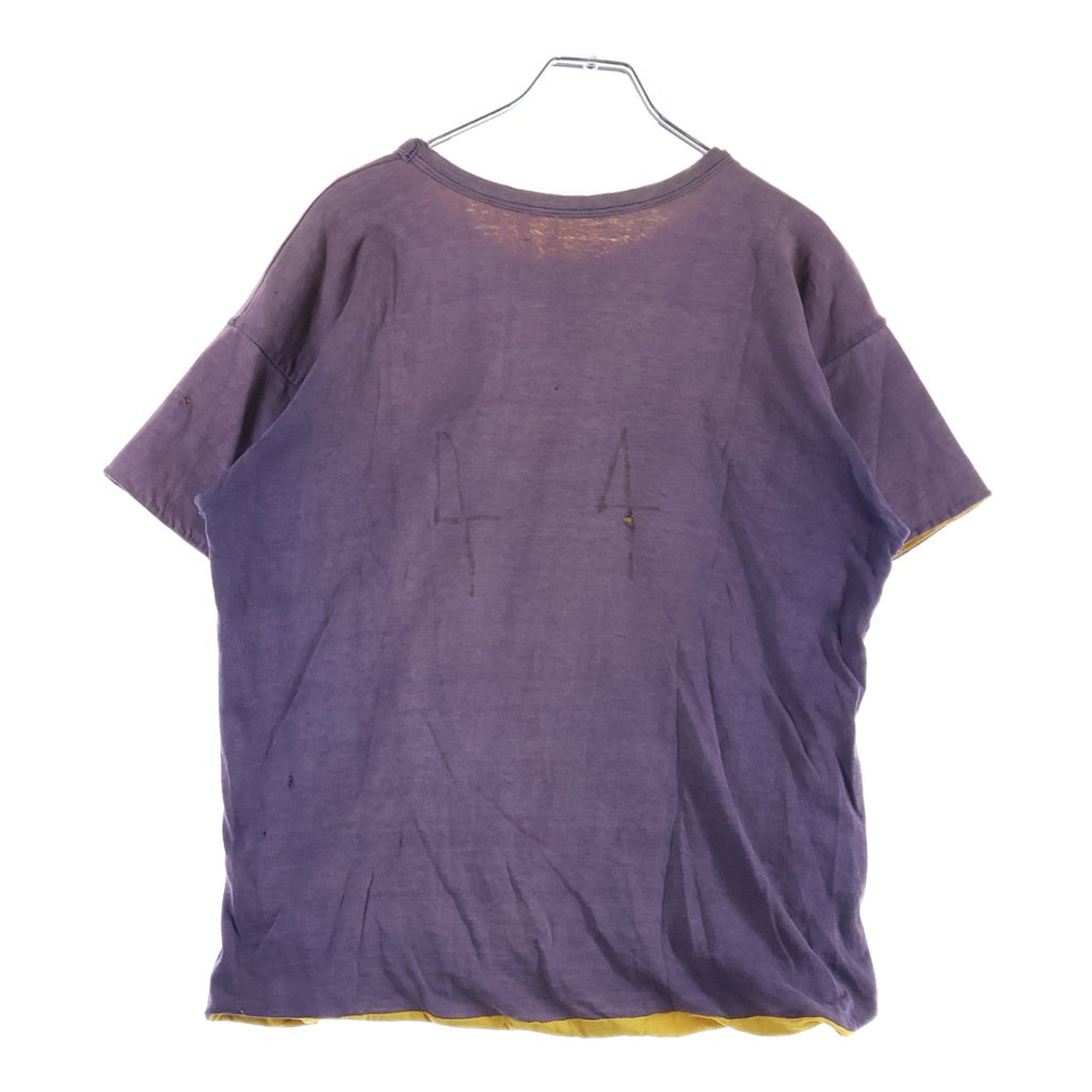 VINTAGE(ヴィンテージ) 60S DANVILLE IRONMEN 4段プリント リバーシブル Tシャツ カットソー パープル/イエロー