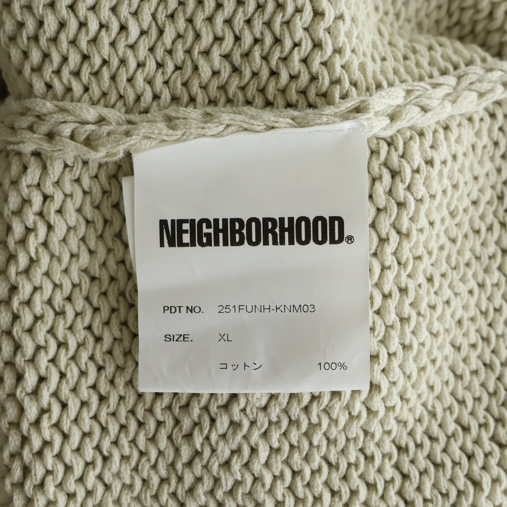 NEIGHBORHOOD(ネイバーフッド) SAVAGE CREWNECK SWEATER 251FUNH-KNM03 サベージ クルーネックダメージ加工 長袖ニットセーター アイボリー