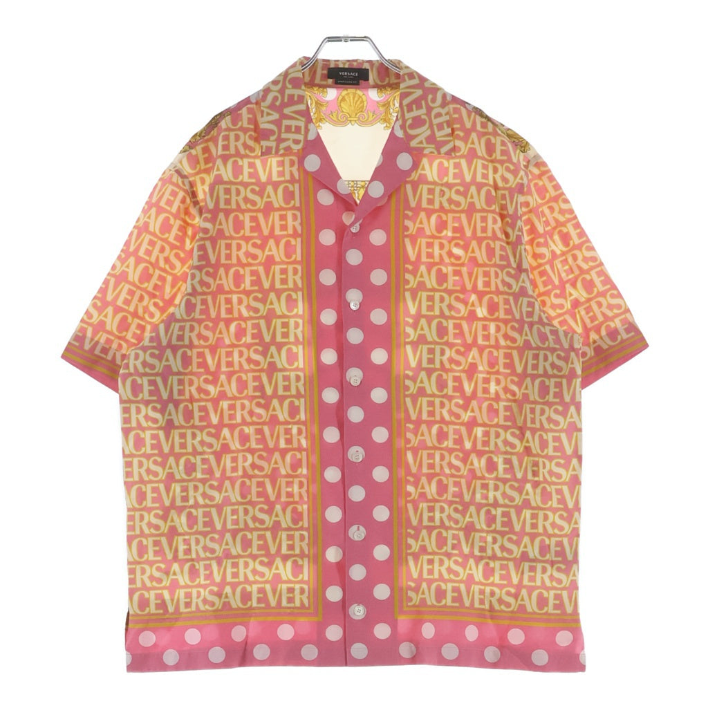 VERSACE(ヴェルサーチ) Baroque '92 Silk Vacation Shirt 1003926 1A07742 ハワイアン開襟 シルク総柄半袖シャツ ピンク