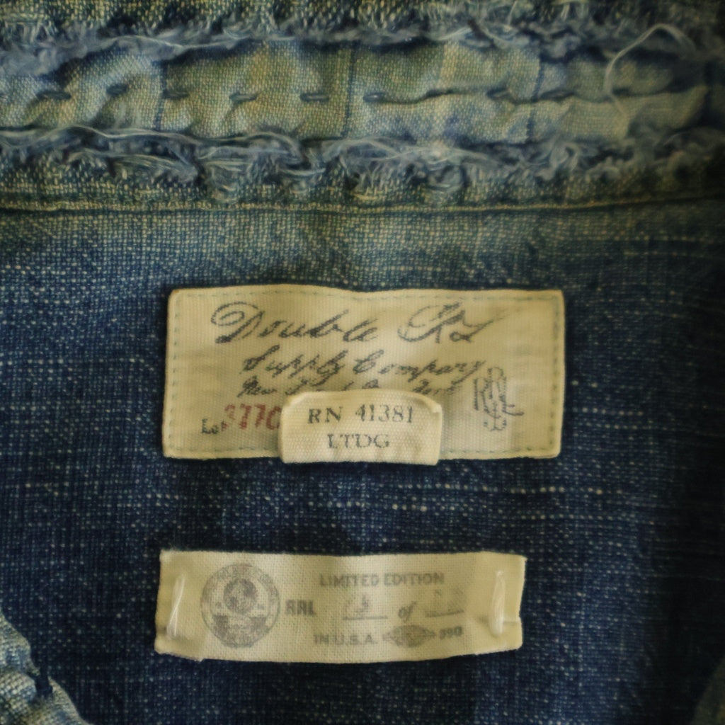 RRL(ダブルアールエル) xFree&Easy 2011 Repaired Shipwright Pullover Shirt 世界32着限定 コラボレーション プルオーバーシャツ インディゴ