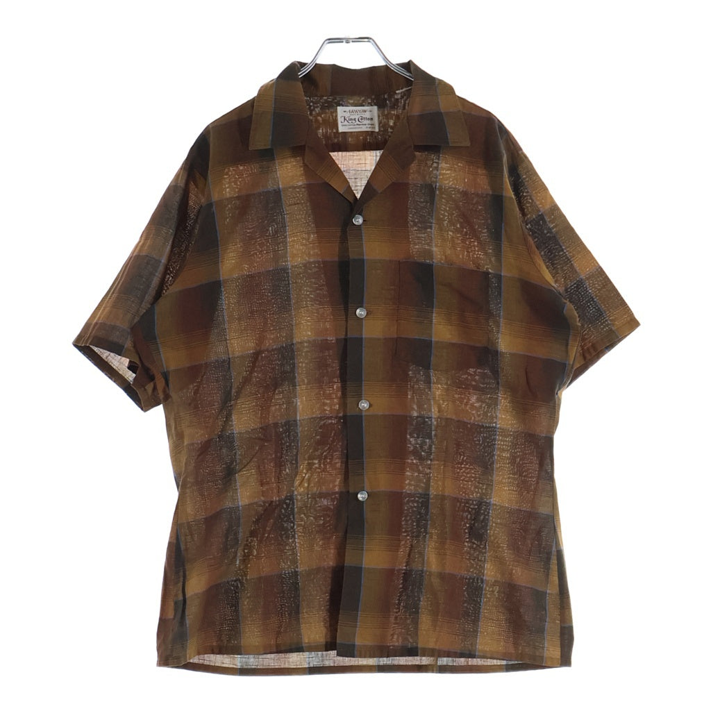 VINTAGE(ヴィンテージ) 60S ARROW KING COTTON S/S CHECK SHIRT 半袖チェックシャツ ブラウン