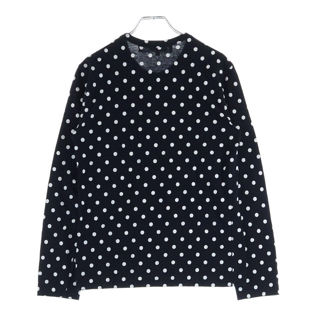 PLAY COMME des GARCONS(プレイコムデギャルソン) Polka Dots Long Sleeve T-Shirt With Red Emblem Black/White 綿天竺水玉プリント 長袖カットソー ブラック/ホワイト AX-T166 レディース
