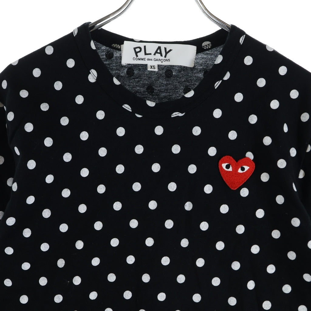 PLAY COMME des GARCONS(プレイコムデギャルソン) Polka Dots Long Sleeve T-Shirt With Red Emblem Black/White 綿天竺水玉プリント 長袖カットソー ブラック/ホワイト AX-T166 レディース