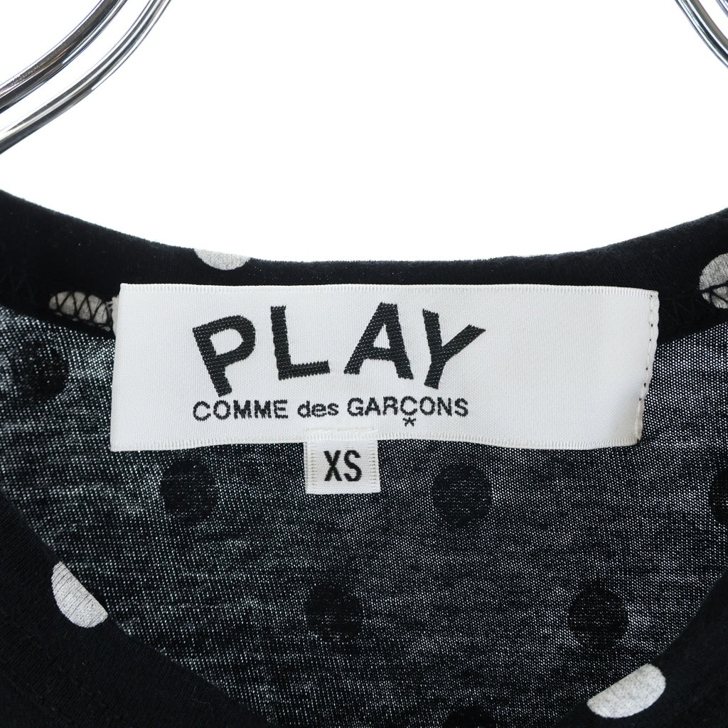 PLAY COMME des GARCONS(プレイコムデギャルソン) Polka Dots Long Sleeve T-Shirt With Red Emblem Black/White 綿天竺水玉プリント 長袖カットソー ブラック/ホワイト AX-T166 レディース