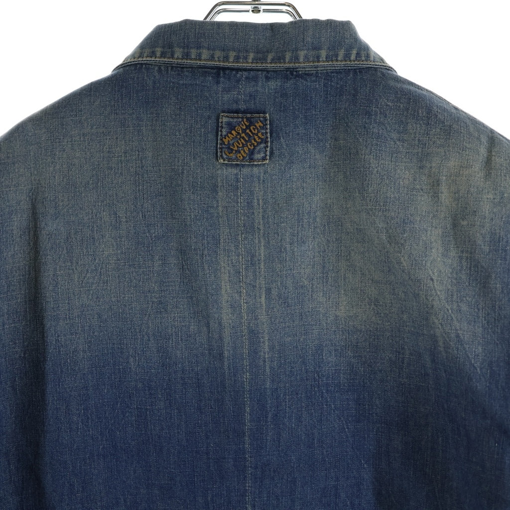 LOUIS VUITTON(ルイヴィトン) 24AW EMBROIDERED DOUBLE-BREASTED COTTON CHAMBRAY JACKET 1AFWMJ RM242M MKE HRJ75E シャンブレー フローラル刺繍ブルゾン ジャケット ブルー
