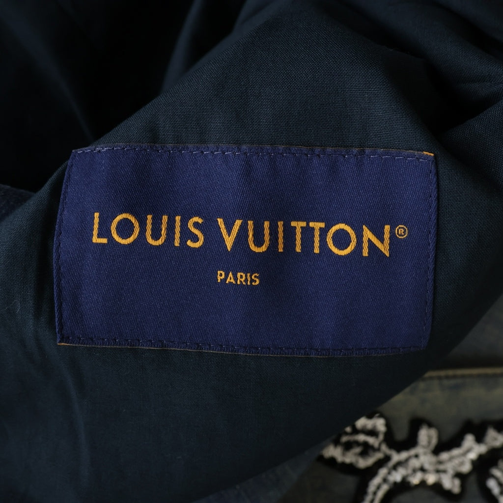 LOUIS VUITTON(ルイヴィトン) 24AW EMBROIDERED DOUBLE-BREASTED COTTON CHAMBRAY JACKET 1AFWMJ RM242M MKE HRJ75E シャンブレー フローラル刺繍ブルゾン ジャケット ブルー