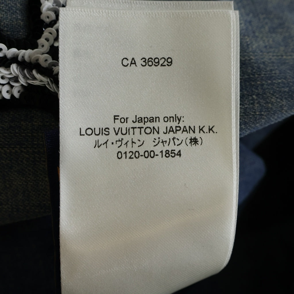 LOUIS VUITTON(ルイヴィトン) 24AW EMBROIDERED DOUBLE-BREASTED COTTON CHAMBRAY JACKET 1AFWMJ RM242M MKE HRJ75E シャンブレー フローラル刺繍ブルゾン ジャケット ブルー