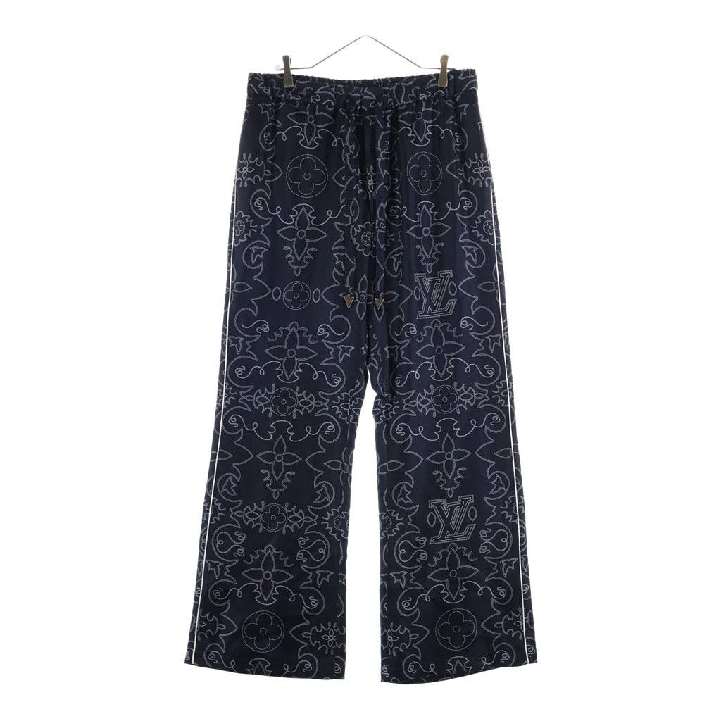 LOUIS VUITTON(ルイヴィトン) 24AW LV MONOGRAM PAJAMAS SILK PANTS 1AFWPJ RM242M MRR HRP80W 総柄 パジャマシルクロングパンツ ネイビー