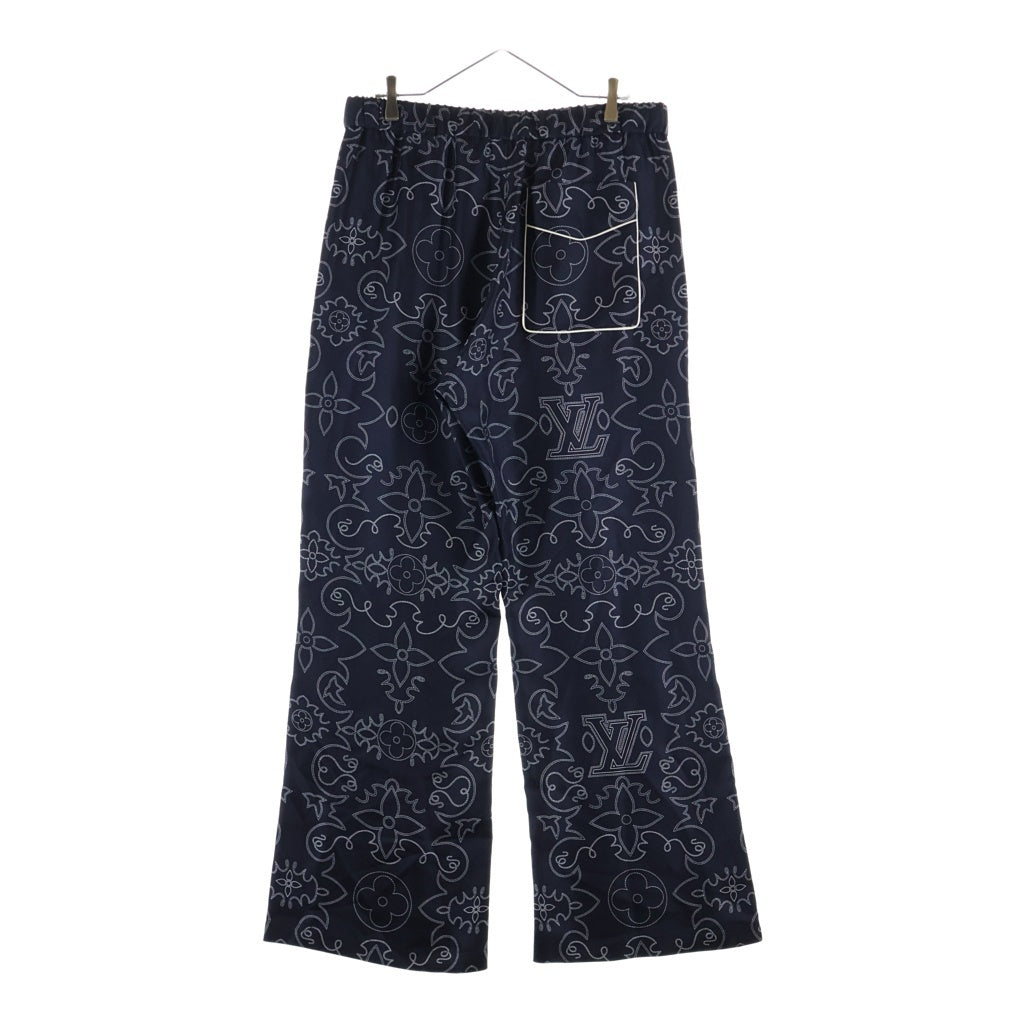 LOUIS VUITTON(ルイヴィトン) 24AW LV MONOGRAM PAJAMAS SILK PANTS 1AFWPJ RM242M MRR HRP80W 総柄 パジャマシルクロングパンツ ネイビー