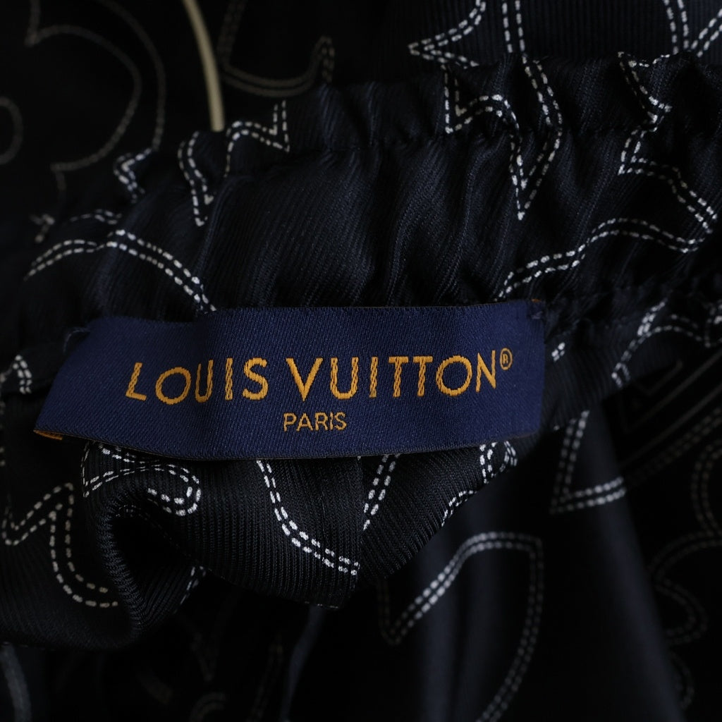 LOUIS VUITTON(ルイヴィトン) 24AW LV MONOGRAM PAJAMAS SILK PANTS 1AFWPJ RM242M MRR HRP80W 総柄 パジャマシルクロングパンツ ネイビー