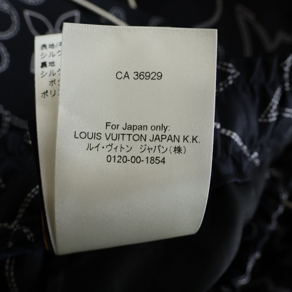 LOUIS VUITTON(ルイヴィトン) 24AW LV MONOGRAM PAJAMAS SILK PANTS 1AFWPJ RM242M MRR HRP80W 総柄 パジャマシルクロングパンツ ネイビー