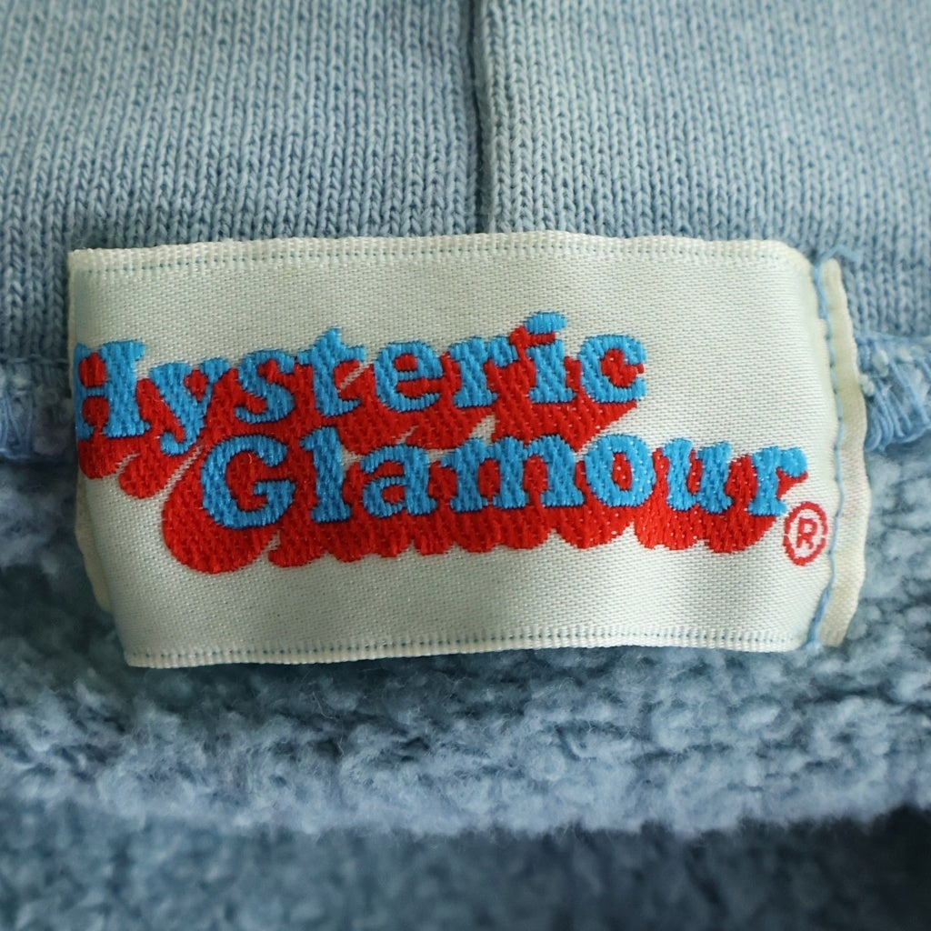 HYSTERIC GLAMOUR(ヒステリックグラマー) 90S OLD SPELLOUT LOGO HALF ZIP SWEAT PARKA オールド スウェット ハーフジップ パーカー フーディ ブルー/ブラウン 2CF-4955