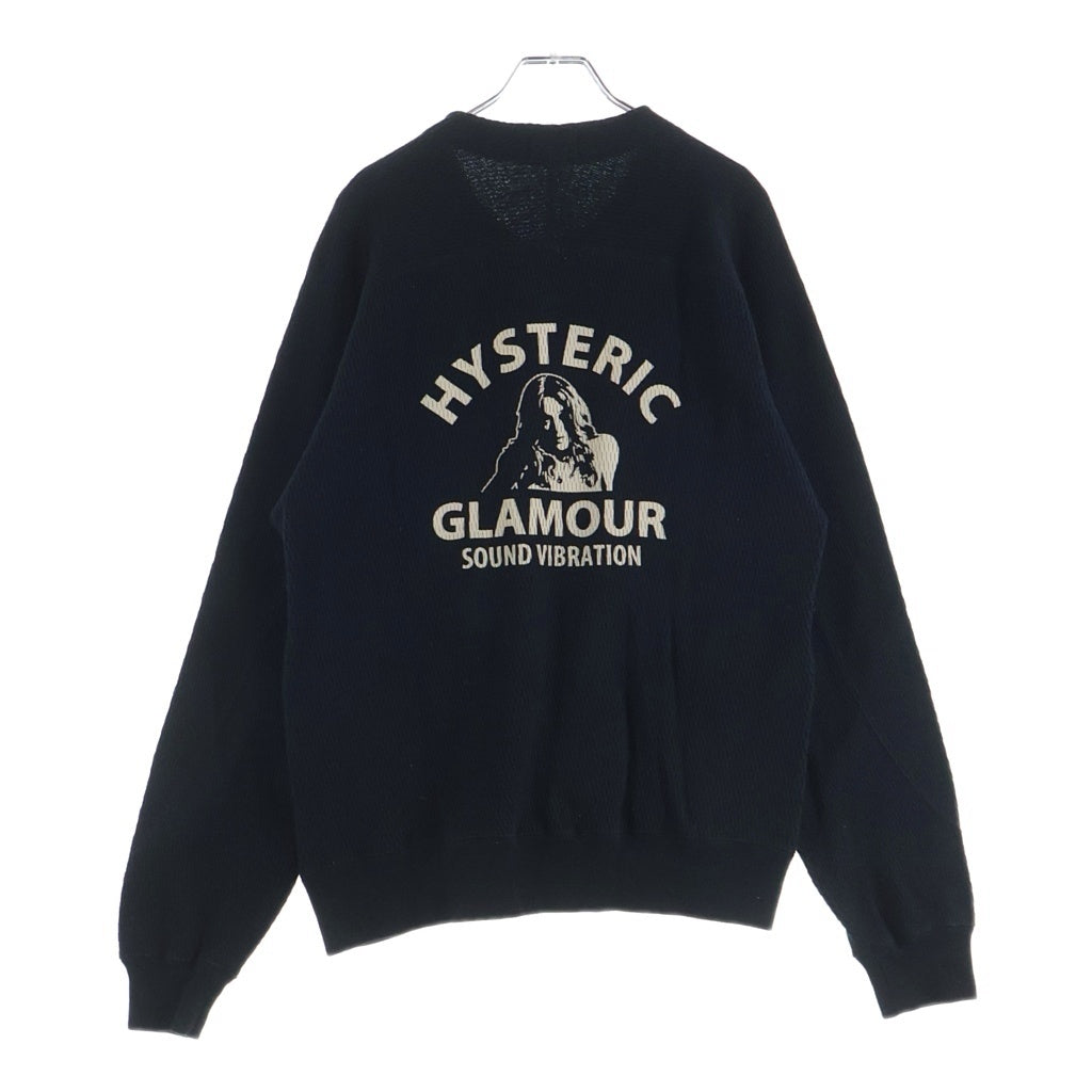 HYSTERIC GLAMOUR(ヒステリックグラマー) SOUND VIBRATION HYS GIRL 両面プリント ジップアップ ニット カーディガン ブラック 02193CJ03