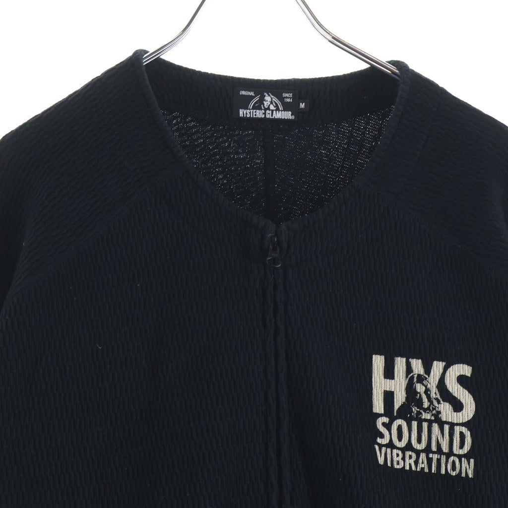 HYSTERIC GLAMOUR(ヒステリックグラマー) SOUND VIBRATION HYS GIRL 両面プリント ジップアップ ニット カーディガン ブラック 02193CJ03