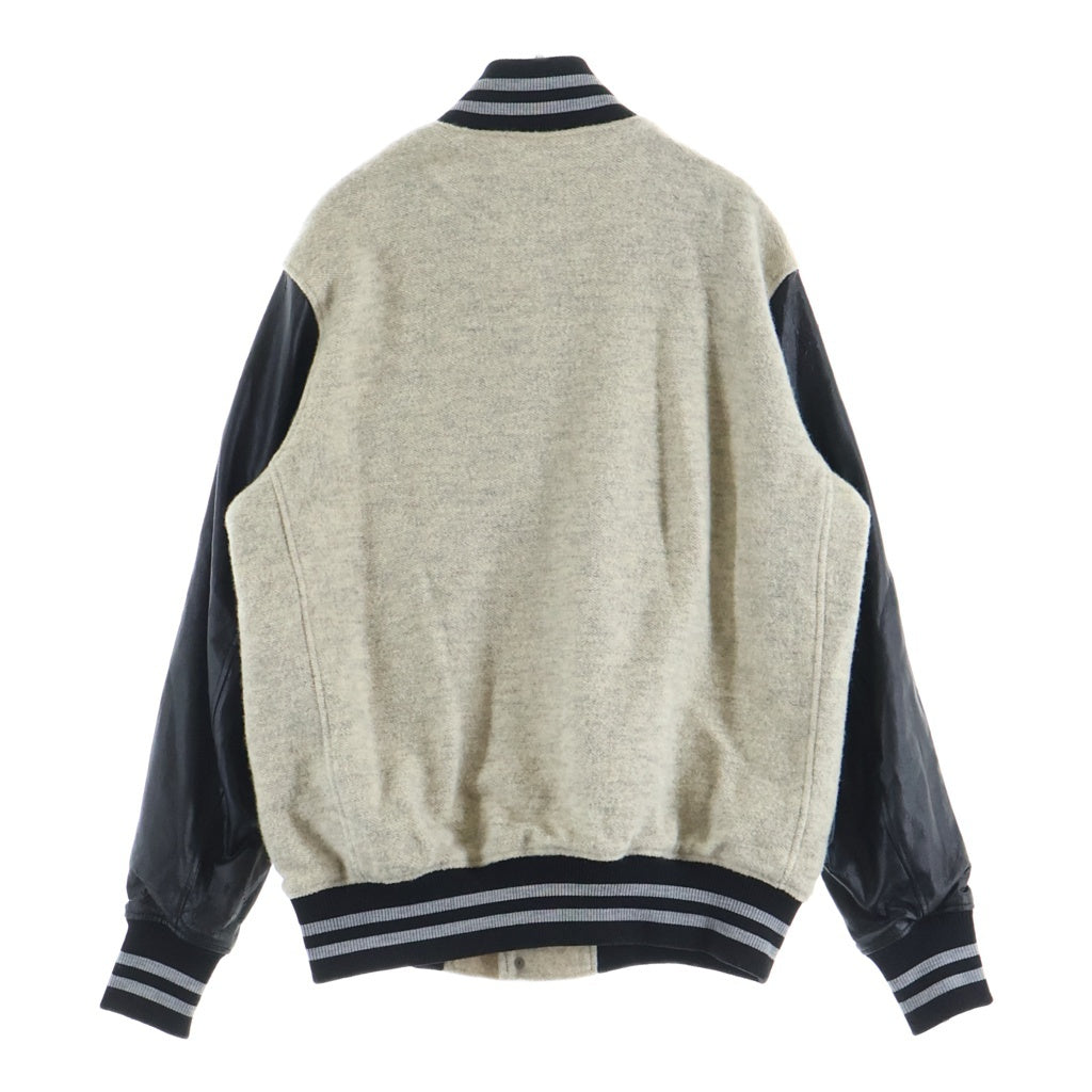 HYSTERIC GLAMOUR(ヒステリックグラマー) 14AW ARM LEATHER STADIUM JACKET アームレザー スタジャン グレー/ブラック 0243CJ01