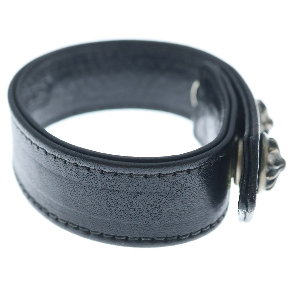 CHROME HEARTS(クロムハーツ) 3BTN 2SNP クロスボール 3ボタン2スナップ レザーブレスレット ブラック/シルバー BCA123