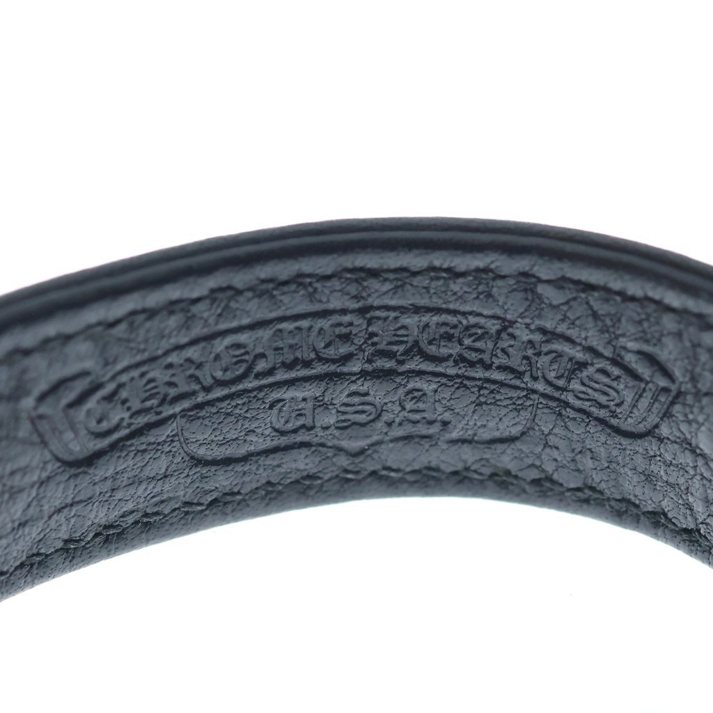 CHROME HEARTS(クロムハーツ) 3BTN 2SNP クロスボール 3ボタン2スナップ レザーブレスレット ブラック/シルバー BCA123