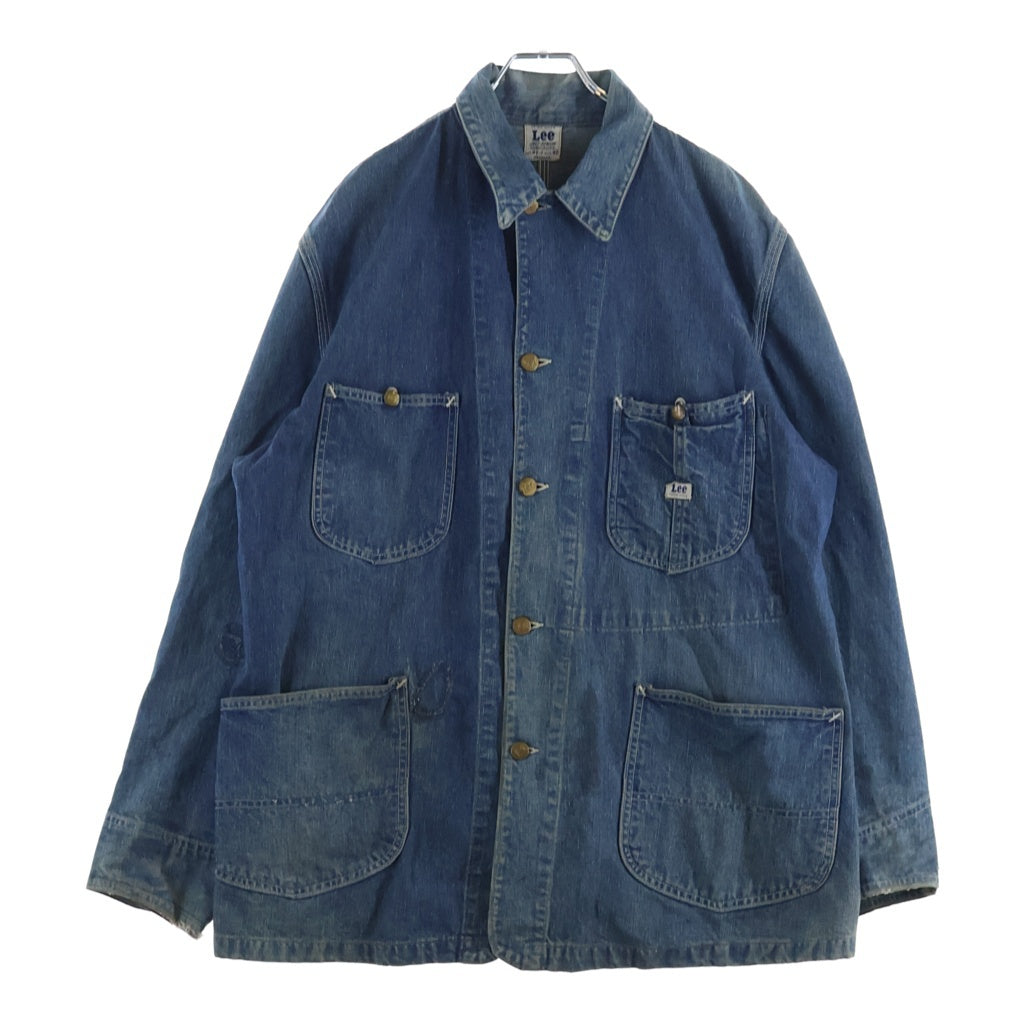 LEE(リー) 50S 91-J UNION MADE JELT DENIM SANFORIZED デカボタン ロングL 斜めe ポケット裏HBT デニム カバーオール ジャケット インディゴ