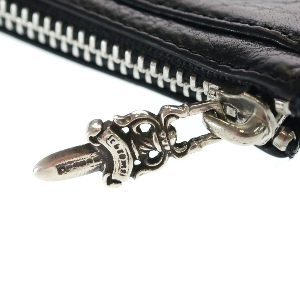 CHROME HEARTS(クロムハーツ) Filigree Cross Half Zip Leather Wallet フィリグリー クロス ハーフジップ レザー ウォレット ブラック/シルバー