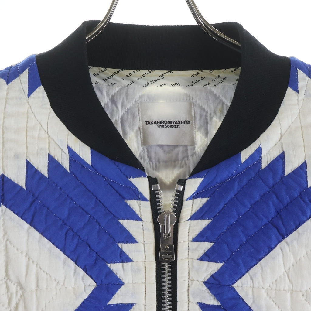 TAKAHIROMIYASHITA The SoloIst.(タカヒロミヤシタザソロイスト) OVERSIZED VINTAGE QUILT FLIGHT JACKET オーバーサイズ キルティング フライトジャケット ブルー/ホワイト