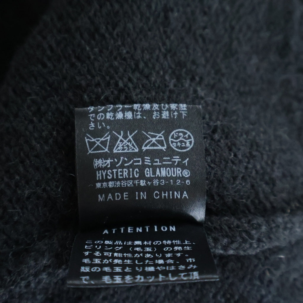 HYSTERIC GLAMOUR(ヒステリックグラマー) × WARREN SCOTT (ウォーレンスコット) デビルウーマン 刺繍 ポケット ニット セーター ブラック 0263NS08