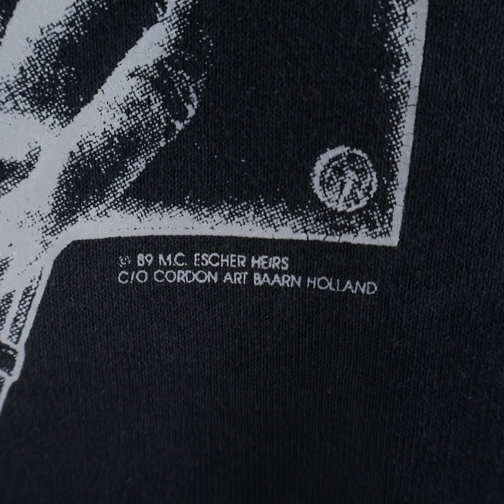 VINTAGE(ヴィンテージ) 80-90S MC ESCHER ART SWEAT USA製 エッシャー 描く手 アート スウェット トレーナー ブラック