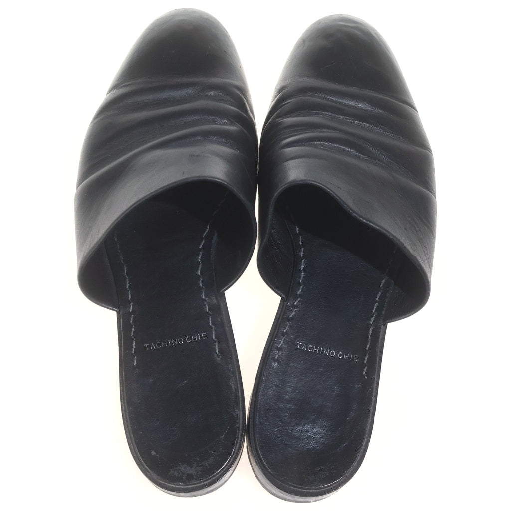 NO BRAND(ノーブランド) TACHINO CHIE GUJI LEATHER MULE SANDALS レザー ミュールサンダル ブラック