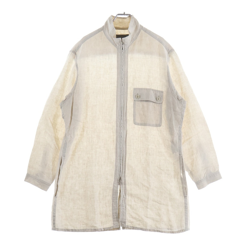 Yohji Yamamoto POUR HOMME(ヨウジヤマモト プールオム) HIGH COUNT LINEN ZIP OPEN BLOUSE リネン ジップアップ ブラウス ホワイト HG-B28-301