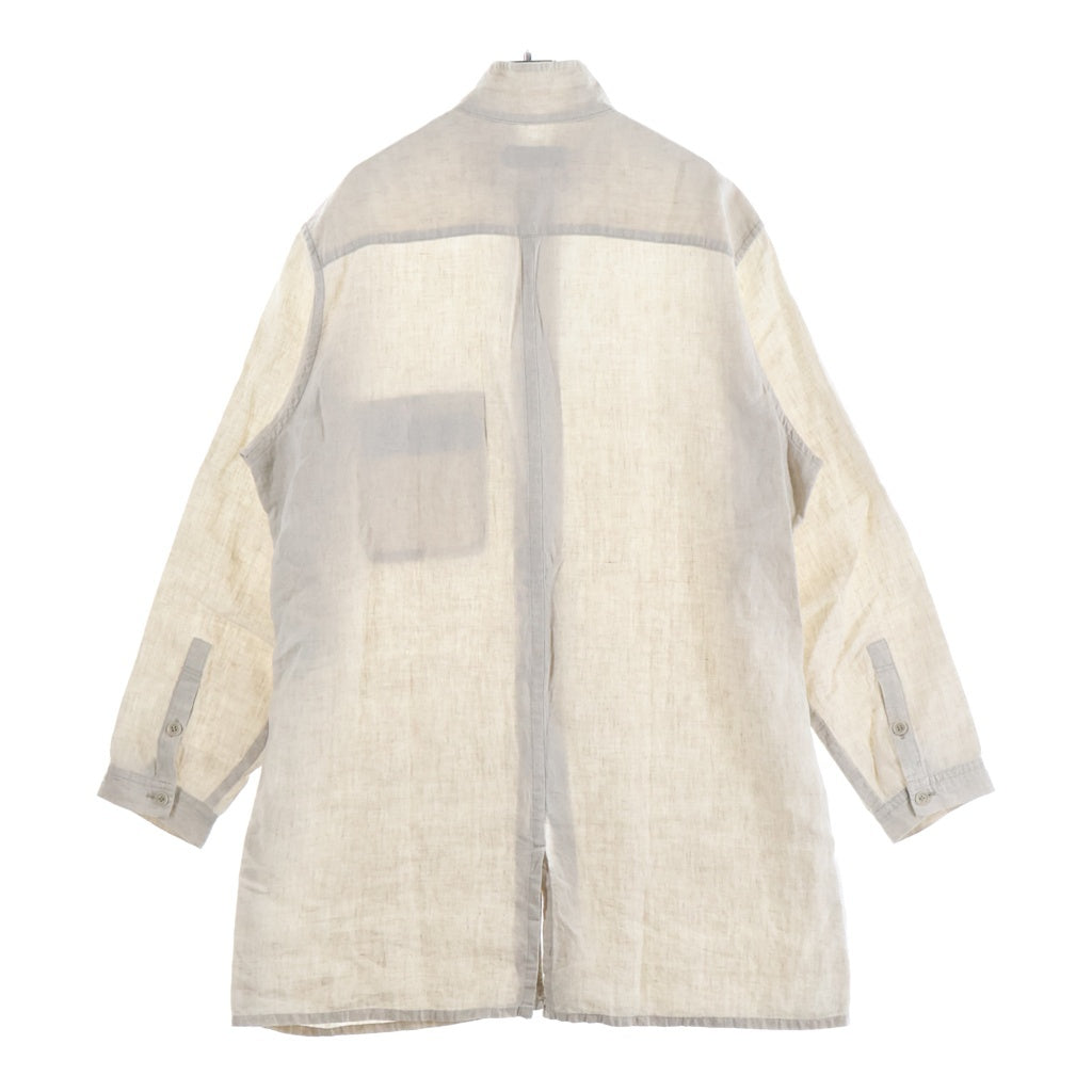 Yohji Yamamoto POUR HOMME(ヨウジヤマモト プールオム) HIGH COUNT LINEN ZIP OPEN BLOUSE リネン ジップアップ ブラウス ホワイト HG-B28-301