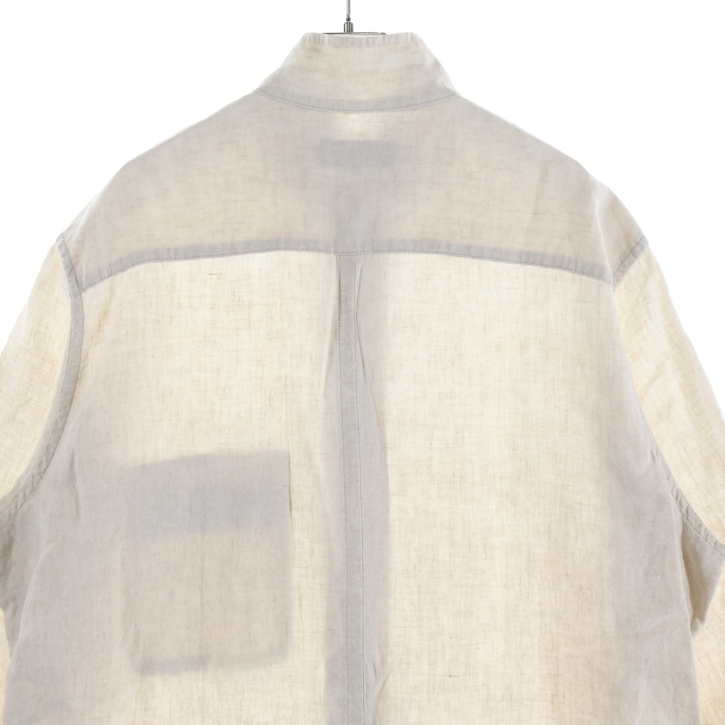 Yohji Yamamoto POUR HOMME(ヨウジヤマモト プールオム) HIGH COUNT LINEN ZIP OPEN BLOUSE リネン ジップアップ ブラウス ホワイト HG-B28-301